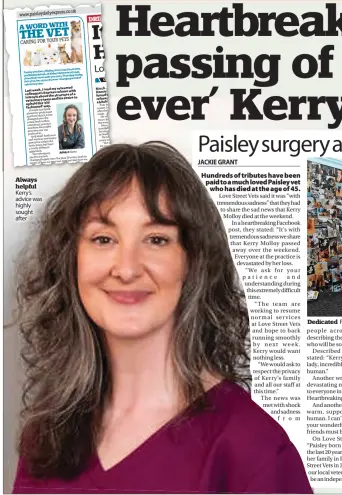 Kerry Molloy Obituary, Paisley Scotland Death: Beloved Veterinary Surgeon and Love Street Vets Owner Passed Away